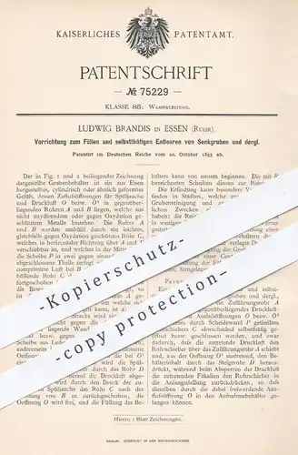 original Patent - Ludwig Brandis , Essen / Ruhr , 1893 , Füllen und Entleeren von Senkgruben | Grube , Klärgrube !!!