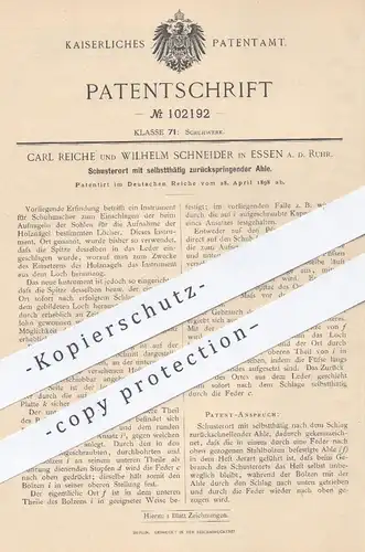 original Patent - Carl Reiche , Wilhelm Schneider , Essen / Ruhr , 1898 , Schusterort | Werkzeug für Schuster | Schuhe