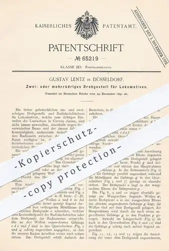 original Patent - Gustav Lentz , Düsseldorf , 1891 , Drehgestell für Lokomotiven | Lokomotive , Eisebahnen , Eisenbahn !