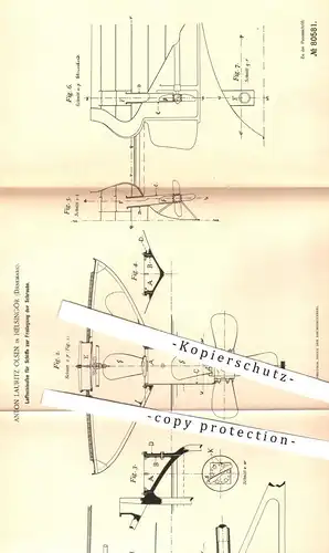 original Patent - Anton Lauritz Olsen , Helsingör Dänemark 1894 , Luftschleuse für Schiffe | Schiffbau , Schiffsschraube