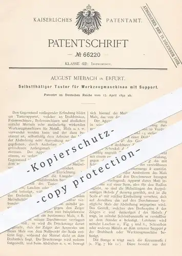 original Patent - August Miebach , Erfurt , 1892 , Taster für Werkzeugmaschinen | Fräsmaschine , Drehbank , Bohrmaschine