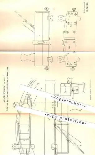 original Patent - Johann Schnubel , Mainz , 1892 , Rad - Verputz - Hobel | Hobeleisen , Holz , Tischler , Rad , Räder !