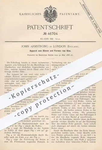 original Patent - John Armstrong , London , England , 1888 , Blasen u. Formen von Glas | Glasbläser , Glaserei , Gläser