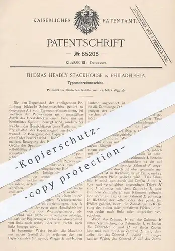 original Patent - Thomas Headly Stackhouse , Philadelphia , 1895 , Typenschreibmaschine | Schreibmaschinen !!