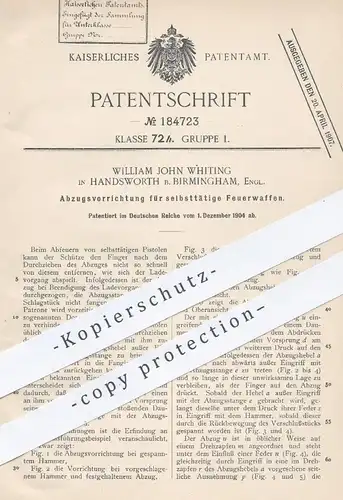 original Patent - W. John Whiting , Handsworth / Birmingham , 1904 , Abzug für Feuerwaffen | Pistolen , Waffe , Revolver