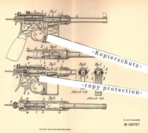 original Patent - Cl. H. R. Clausius , Hamburg / Eimsbüttel , 1904 , Feuerwaffe | Pistole , Pistolen , Waffe , Revolver
