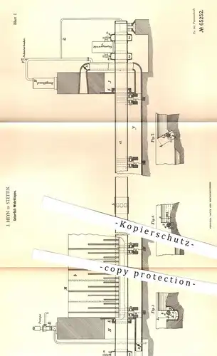 original Patent - J. Heyn , Stettin , 1891 , Überfall - Wehrklappe | Wasser - Wehr , Wasserbau , Wasserdruck !!!