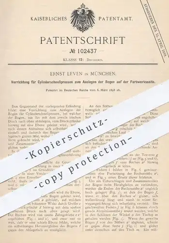 original Patent - Ernst Leven , München , 1898 , Zylinderschnellpressen | Schnellpressen , Presse , Pressen , Buchdruck