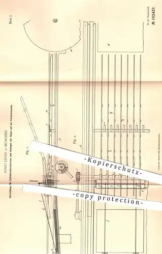 original Patent - Ernst Leven , München , 1898 , Zylinderschnellpressen | Schnellpressen , Presse , Pressen , Buchdruck