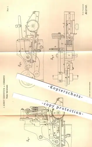 original Patent - L. Albert Eisenstuck , Chemnitz , 1890 , Flacher Kulierwirkstuhl | Strumpf - Herstellung , Strümpfe !!