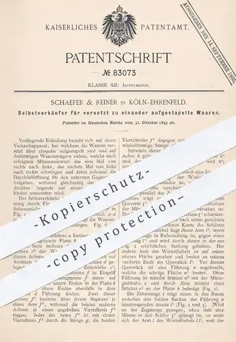 original Patent - Schaeffer & Reiner , Köln Ehrenfeld 1893 , Selbstverkäufer | Verkaufsautomat | Automat mit Münzeinwurf