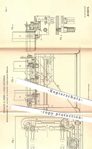 original Patent - Schaeffer & Reiner , Köln Ehrenfeld 1893 , Selbstverkäufer | Verkaufsautomat | Automat mit Münzeinwurf