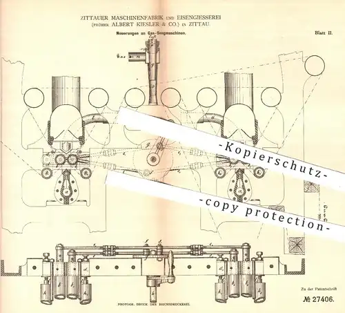 original Patent - Maschinenfabrik u. Eisengießerei | Albert Kiesler & Co. Zittau , 1883 , Gas - Sengmaschinen | Brenner