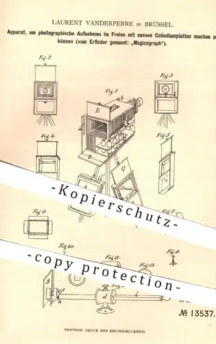 original Patent - Laurent Vanderperre , Brüssel 1880 , Magicograph für Fotografie mit nassen Kollodiumplatten | Fotograf