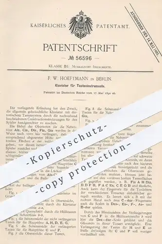 original Patent - F. W. Hoeftmann , Berlin , 1890 , Klaviatur für Tastenintrumente | Klavier , Piano , Musikinstrumente