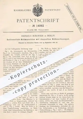 original Patent - Heinrich Bukofzer , Berlin , 1880 , Kettenstich - Nähmaschine | Nähmaschinen , Nähen , Schneider !!!