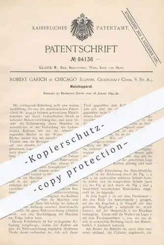 original Patent - Robert Garich , Chicago , Illinois , Grafsch. Cook , USA 1894 , Apparat für Maische | Bier , Maischen