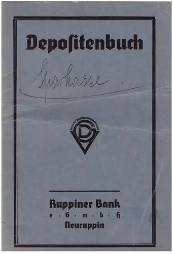 Sparbuch von Rittergutsbesitzer Erich Roloff in Dabergotz / Neuruppin 1920 - 1945 , Temnitz , Sparkasse , Bank !!!
