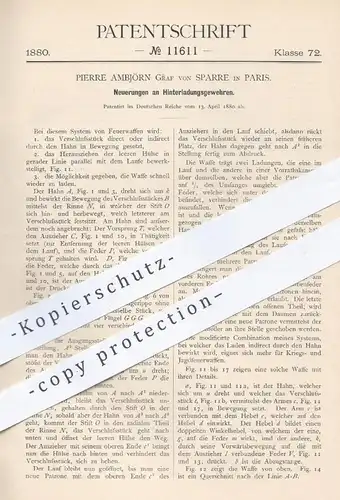 original Patent - Pierre Ambjörn Graf von Sparre , Paris  1880 , Hinterladungsgewehre | Waffen , Jagd , Militär , Gewehr