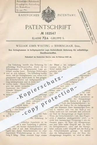 original Patent - William John Whiting , Birmingham, England , 1906 , Handfeuerwaffen | Gewehr , Waffen , Militär , Jagd