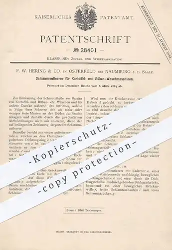 original Patent - F. W. Hering & Co. , Osterfeld / Naumburg , 1884 , Schlammentleerer für Waschmaschine für Kartoffeln