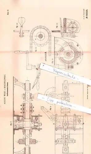 original Patent - August Wilke in Braunschweig , 1890 , Kraftsammelnde Bremse, Eisenbahnbetrieb !!!