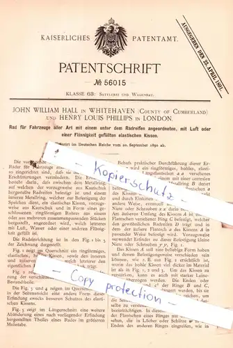 original Patent - John William Hall in Whitehaven und Henry Louis Phillips in London , 1890 , Sattlerei und Wagenbau !!!