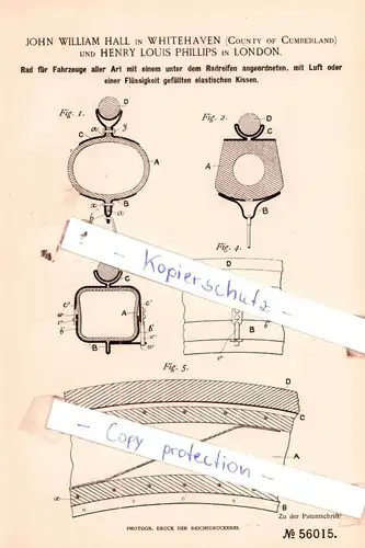 original Patent - John William Hall in Whitehaven und Henry Louis Phillips in London , 1890 , Sattlerei und Wagenbau !!!