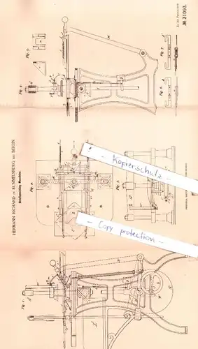 original Patent - Hermann Richard in Rummelsberg bei Berlin , 1884 ,  Briefumschlag-Maschine !!!