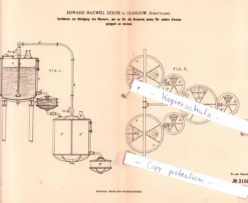 original Patent - Edward Maxwell Dixon in Glasgow , Schottland , 1883 , Chemische Apparate und Processe !!!