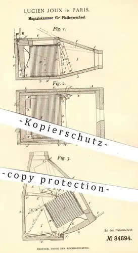 original Patent - Lucien Joux , Paris , 1894 , Magazinkammer für Plattenwechsel | Kamera , Fotokamera , Fotograf , Foto