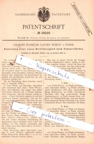 original Patent - Charles Francois Xavier Noroy in Paris , 1888 , Anwendung einer Beizflüssigkeit !!!