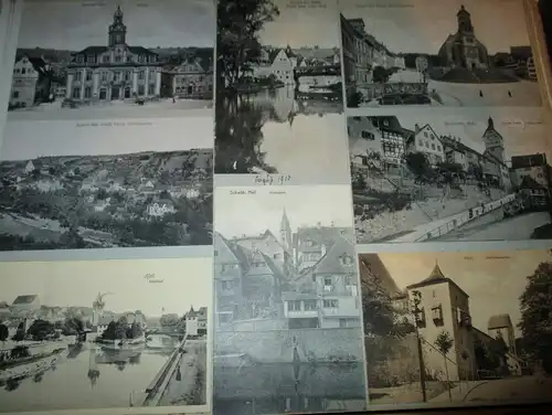 13x Ansichtskarte + original Zeichnung Schwäbisch Hall , ca. 1909 , Albumseite , Panorama , Album , AK !!!