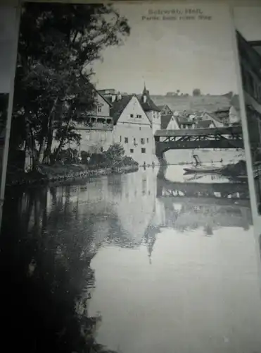 13x Ansichtskarte + original Zeichnung Schwäbisch Hall , ca. 1909 , Albumseite , Panorama , Album , AK !!!