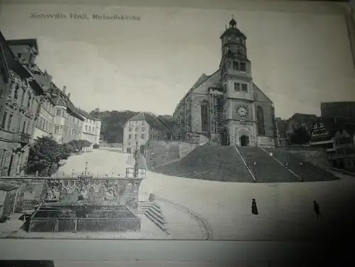 13x Ansichtskarte + original Zeichnung Schwäbisch Hall , ca. 1909 , Albumseite , Panorama , Album , AK !!!