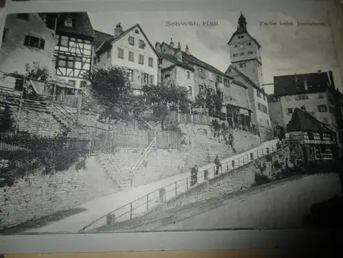 13x Ansichtskarte + original Zeichnung Schwäbisch Hall , ca. 1909 , Albumseite , Panorama , Album , AK !!!