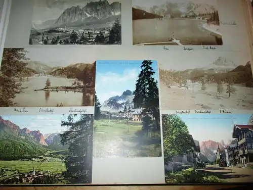 13x Ansichtskarte Toblach , Cortina d&rsquo;Ampezzo , Landro , Venezia auf Albumseite , Panorama , Album , Postkarte , A