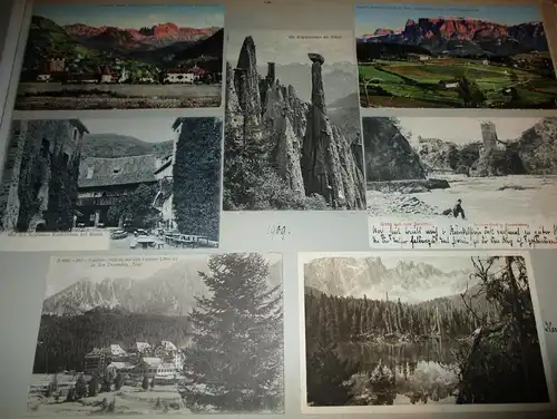7x Ansichtskarte Runkelstein , Karersee , Klobenstein , Ritten , Bozen Albumseite ,ca. 1909 , Album , Postkarte , AK !!!