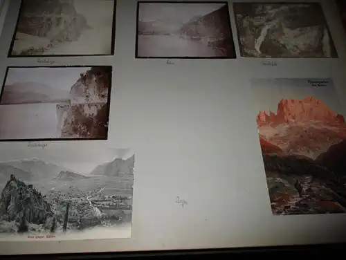7x Ansichtskarte / Fotos Arco (Trentino) , Bozen , Rosengarten , Locarno auf Albumseite  , Album , Postkarte , AK !!!