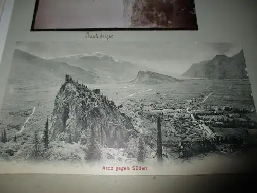 7x Ansichtskarte / Fotos Arco (Trentino) , Bozen , Rosengarten , Locarno auf Albumseite  , Album , Postkarte , AK !!!