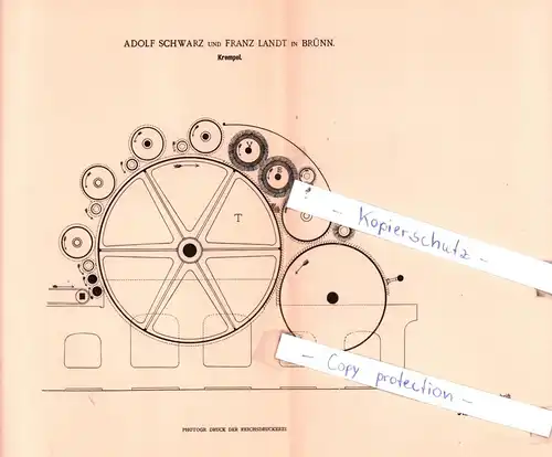 original Patent - Adolf Schwarz und Franz Landt in Brünn , 1900 , Krempel !!!