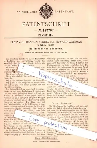 original Patent - B. F. Kendig und E. Coleman in New-York , 1899 ,  Briefordner in Buchform !!!
