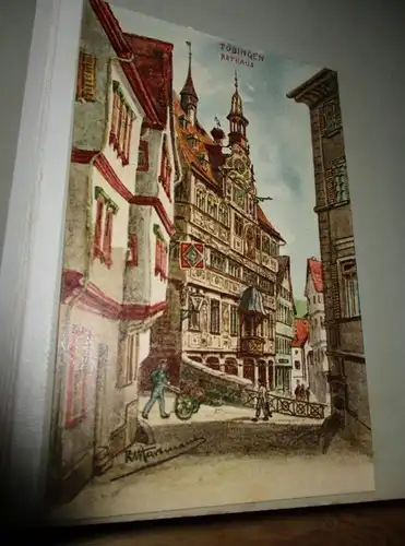 2x Ansichtskarte Tübingen und München 1903 auf Albumseite , Rathaus , Propyläen , Album , Postkarte , AK !!!