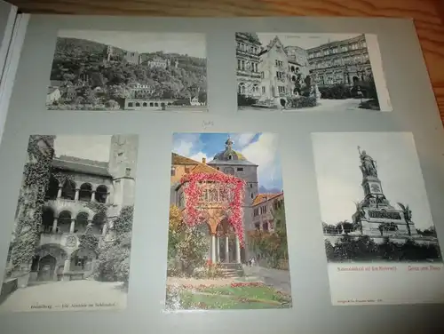 10x Ansichtskarte Heidelberg , Rüdesheim , Köln 1903 auf Albumseite , Rhein , Album , Postkarte , AK !!!