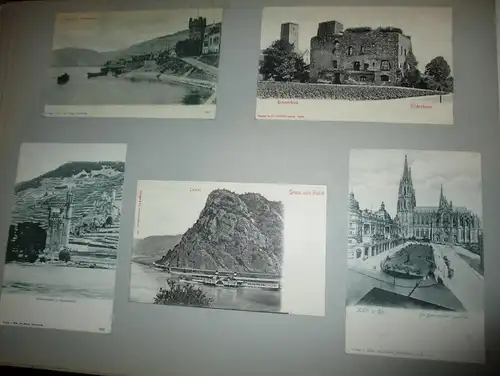 10x Ansichtskarte Heidelberg , Rüdesheim , Köln 1903 auf Albumseite , Rhein , Album , Postkarte , AK !!!