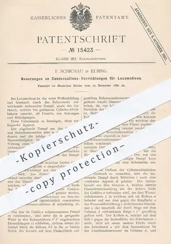 original Patent - F. Schichau , Elbing , Kondensation bei Dampf - Lokomotiven | Eisenbahn , Eisenbahnen , Kondensator !