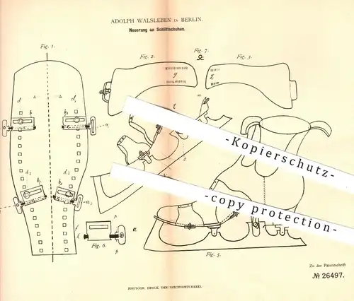 original Patent - Adolph Walsleben , Berlin , 1883 , Schlittschuhe , Schlittschuh | Schuhe , Schuh , Wintersport , Sport