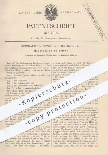 original Patent - Reinhardt Metzner , Gera , Reuss , 1883 , Melodion | Musikinstrumente , Klaviatur , Musik , Balg !!!