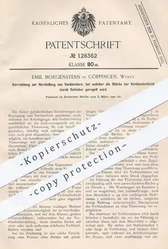 original Patent - Emil Morgenstern , Göppingen , 1900 , Herstellung von Verblendern | Verblender , Verblenden , Hochbau