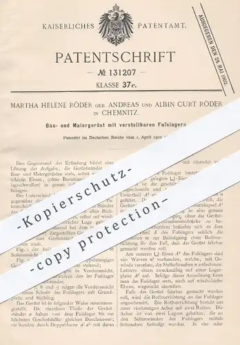 original Patent - M. H. Röder geb. Andreas un. Albin Curt Röder , Chemnitz , 1900 , Baugerüst , Malergerüst | Gerüstbau